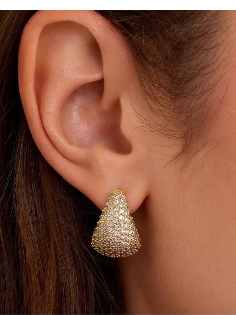 New Gorjana New Banks Shimmer Pave Earrings 18k Gold Plated Brass White CZ
